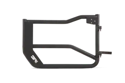 Body Armor Tube Doors; 2 in. Steel Tube; Front; Textured; Black; Metal; Pair; Industy Leading Teo-Stage Latch Mechanism;
