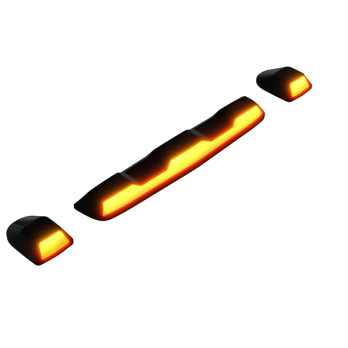 Gmc Chevy 20-23 4th Gen Body Style Heavy-Duty 3-Piece Set Amber Cab Roof Light Lens With 2-Way Forward Rear Facing Amber Ultra High-Power Leds - Includes Complete Wiring Kit For Installation on Truck That Did Not Come With OEM Installed Cab Roof product image