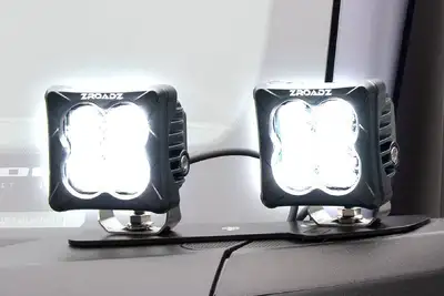 ZROADZ Off Road Products 2122 Bronco A Pillar LED Bracket To Mount(4)3in Zroadz Or Similar LED Pod Lights & Wiring Harness