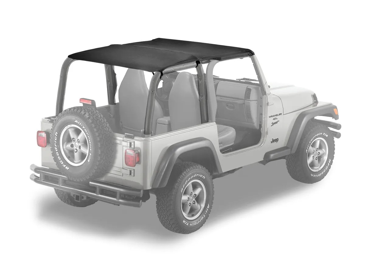 Jeep Wrangler Bikini Top Strapless Extended Safari Style Bikini Top For Jeep 1997-2002 Wrangler TJ Black Denim Bestop product image