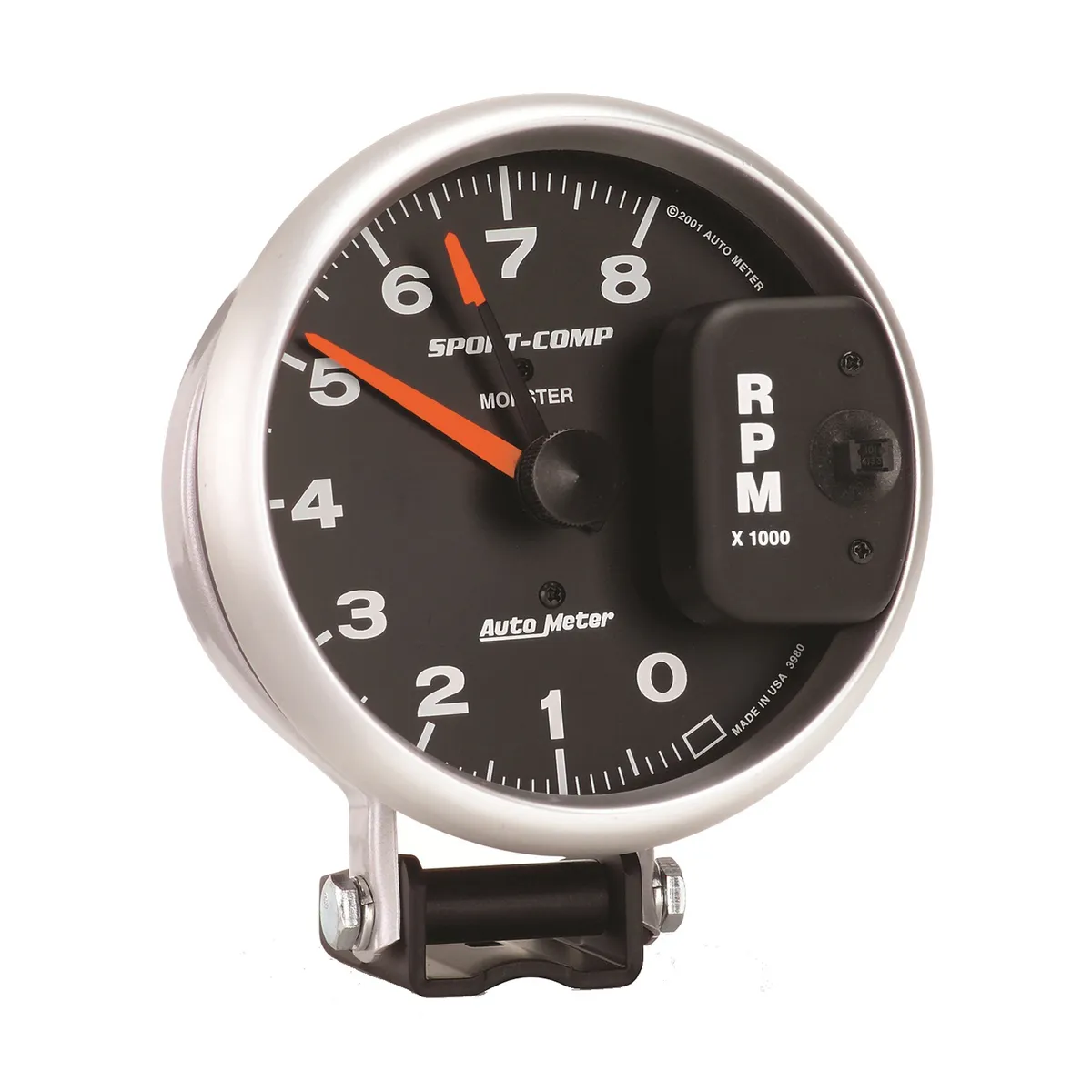 Gauge, Tachometer, 5", 8k RPM, Pedestal w/ Red Line, Sport-Comp product image
