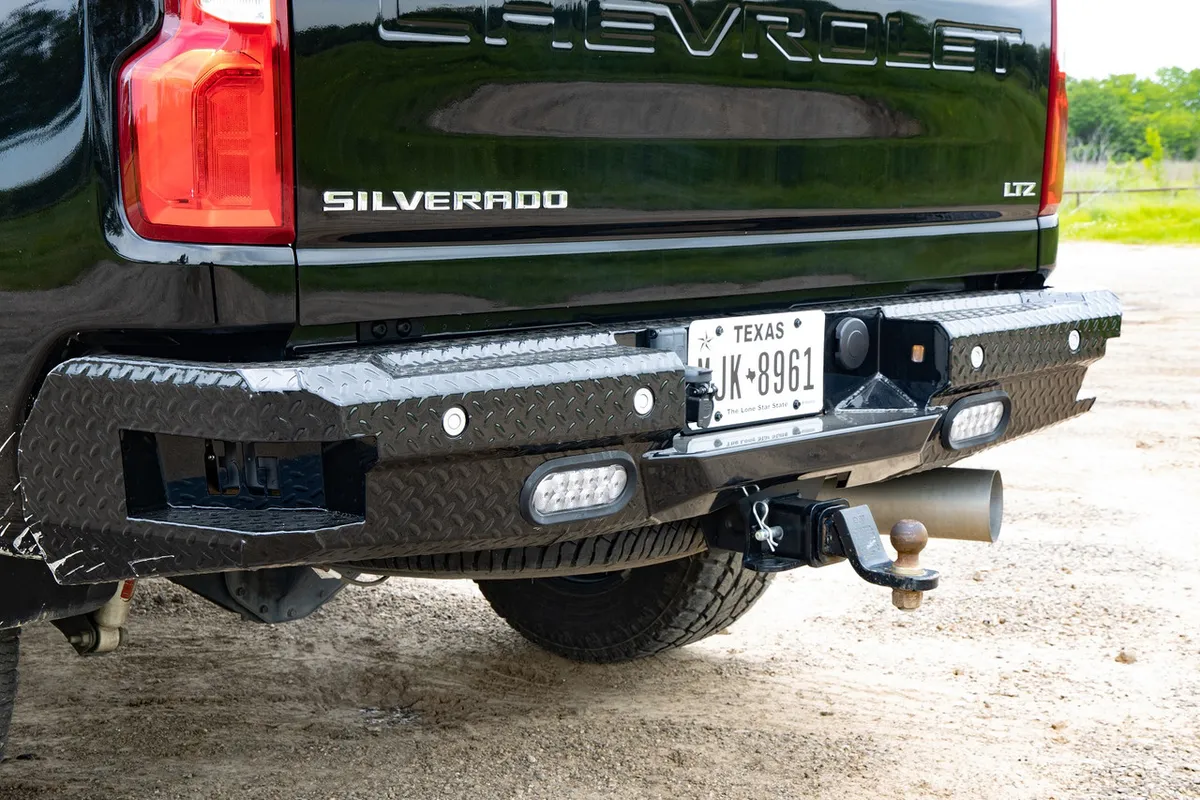FT Rear Bumper For 2020-2026 Silverado/Sierra 2500/3500 HD Sensor Cutouts Gloss Black Powdercoat Bodyguard Bumpers product image