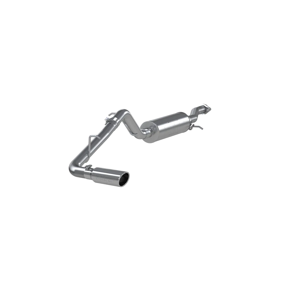 Armor Plus Cat Back Exhaust System; 2.5 in.; Incl. Extension Pipe/Muffler/Over Axle Pipe/Tailpipe/Hardware/3.5 in. OD Tip; Single Side Exit; T409 Stainless Steel; product image