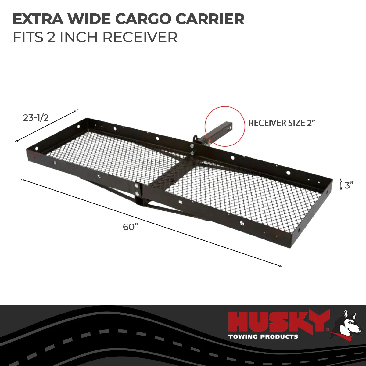 Husky Towing 81148 Mounts In 2 Receiver 500 LB Cap 60 x 23-1/2 x 3 Mesh Non-Folding product image