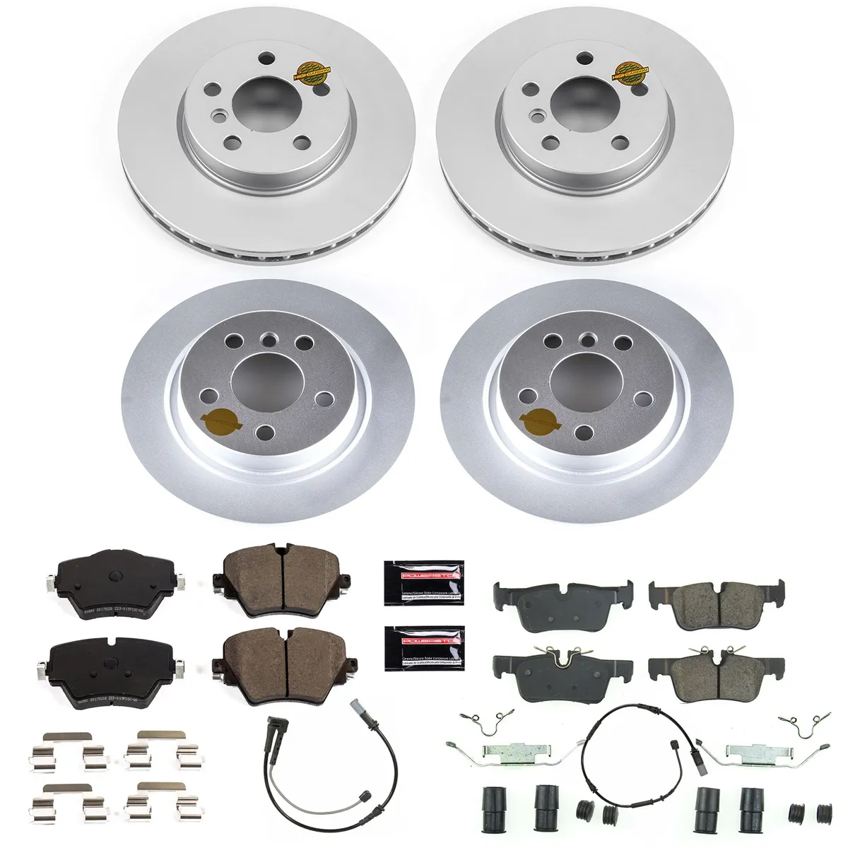 Z23 Sport Geomet Coated Rotor Kit For European Vehicles: Genuine Geomet Fully Coated Rotors; Carbon-Fiber Ceramic Pads W/Hardware; Pad Sensors product image