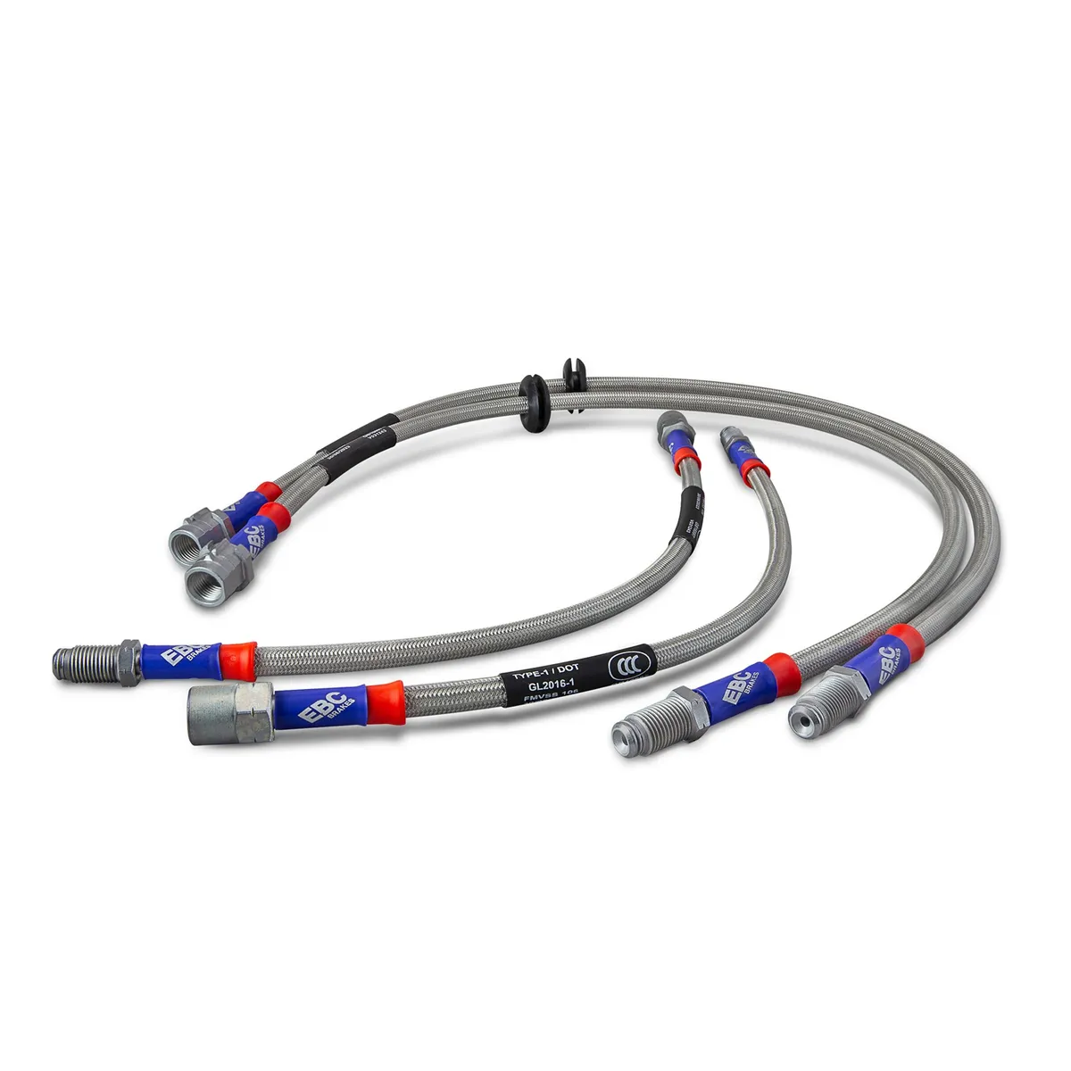 EBC Stainless Braided Brake Lines; Front and Rear; FMSI Pad No. D477; Vented Front; 5 Bolt Holes; 280mm Dia; 72mm Center Hole Dia.; product image
