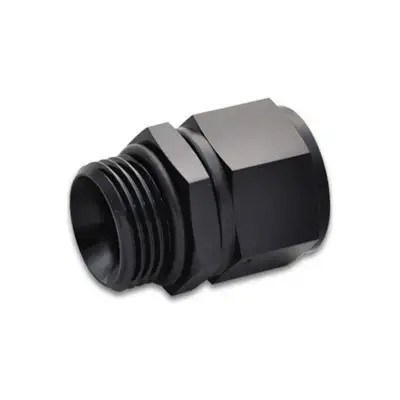 Vibrant Performance Female AN Flare to Male ORB Adapter Fitting; -6AN Female x -6AN ORB; 6061 Aluminum; Black Anodized; w/O-Ring;
