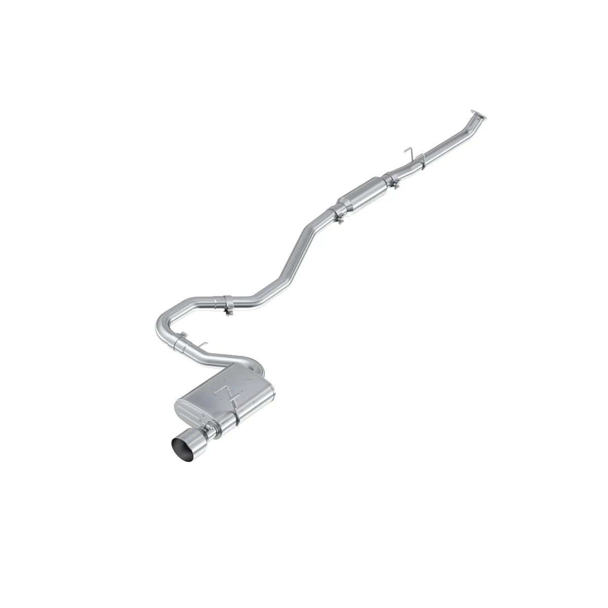 Armor Lite Cat Back Exhaust System; 2.5 in. Tubing; Single Rear Exit; Aluminized Steel; 4.5 in. OD Polished Tip; product image