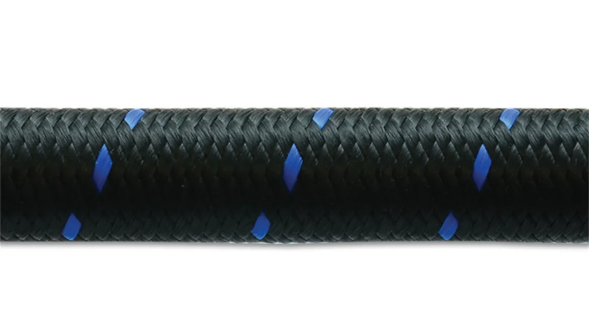 Nylon Braided Flex Hose; -10AN; 0.5625 in. Hose ID; 0.828 in. Hose OD; 500 PSI Operating Pressure; 2000 PSI BP; 10ft. Roll; Black/Blue; product image