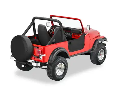 Bestop Lower Fabric Half Doors For Jeep 1976-1986 CJ7 W/Wedge Style Strikers With Wedge Style Strikers Black Denim Bestop