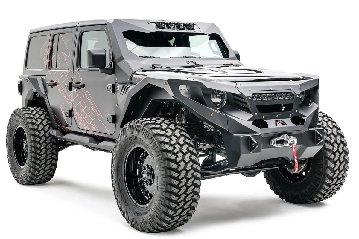 Grumper Light Bar Mount; 20 In. Light Bar; 11 Gauge Steel Construction; 2 Stage Matte Black Powder Coat w/Epoxy Primer; product image