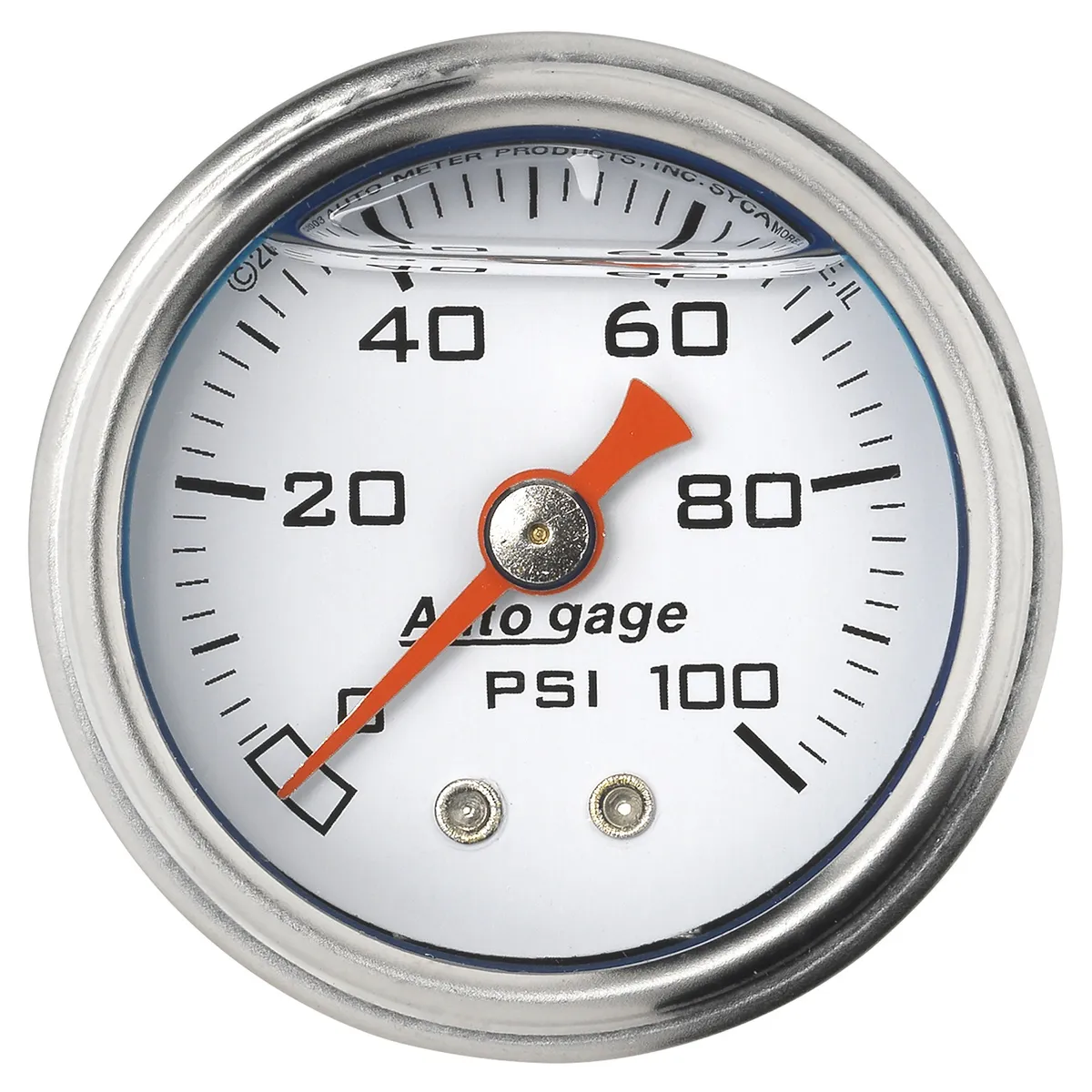 Gauge, Pressure, 1.5" direct mnt, 100psi, Liquid Filled Mech, Wht, 1/8" NPTF Male product image