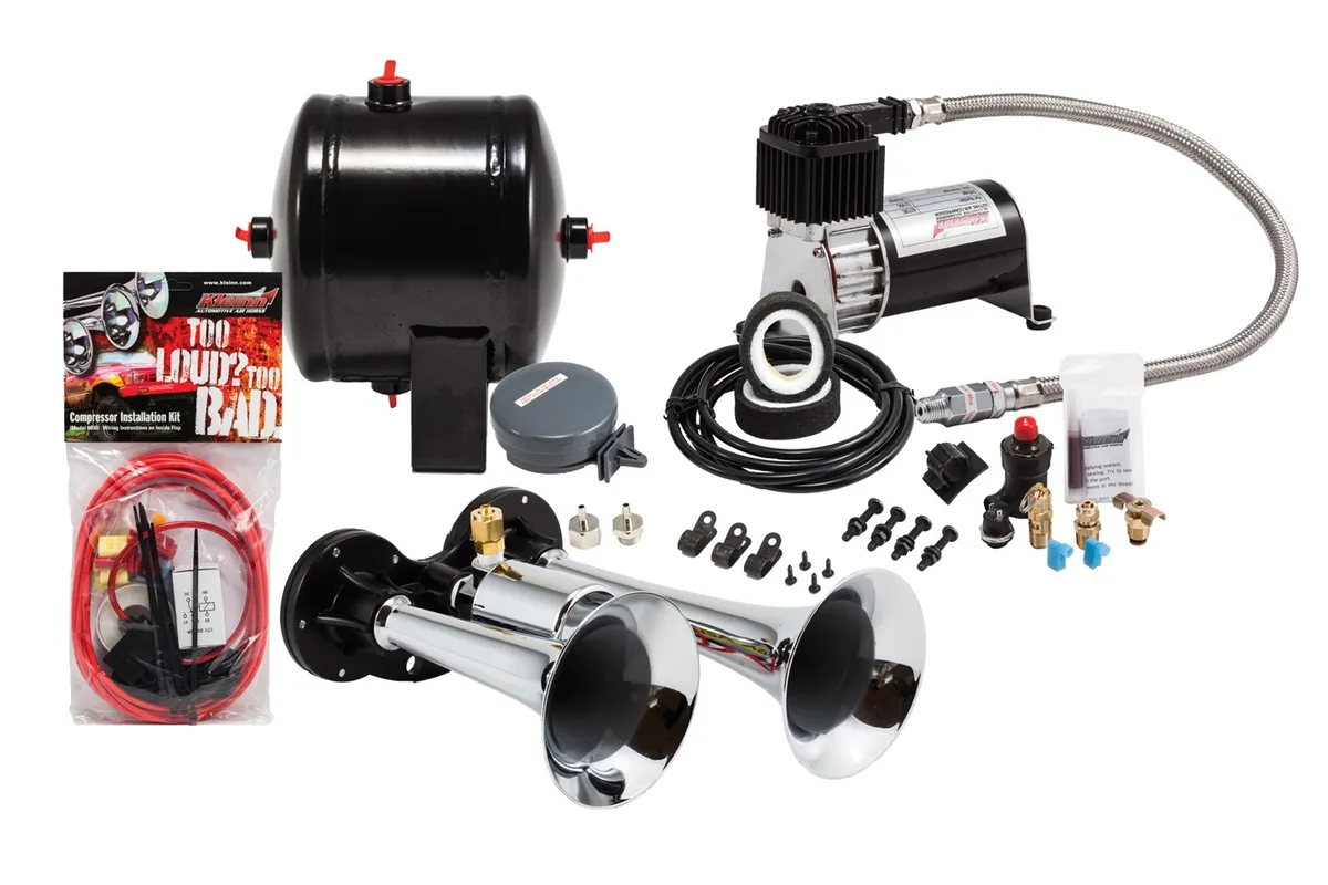 Pro Blaster™ Dual Horn Kit; Black; Includes Horns PN[99]/ 120 PSI Air Compressor PN[6260RC]/ 0.5 Gallon Air Tank PN[6260RT]; product image