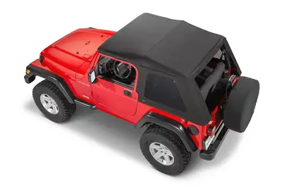 MasterTop Jeep TJ SkyMaster Fastback Complete Top For 97-06 Wrangler TJ No Doors Black Diamond MasterTop