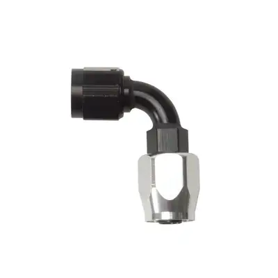 Edelbrock #6 90 Deg Hose End Black/Silver