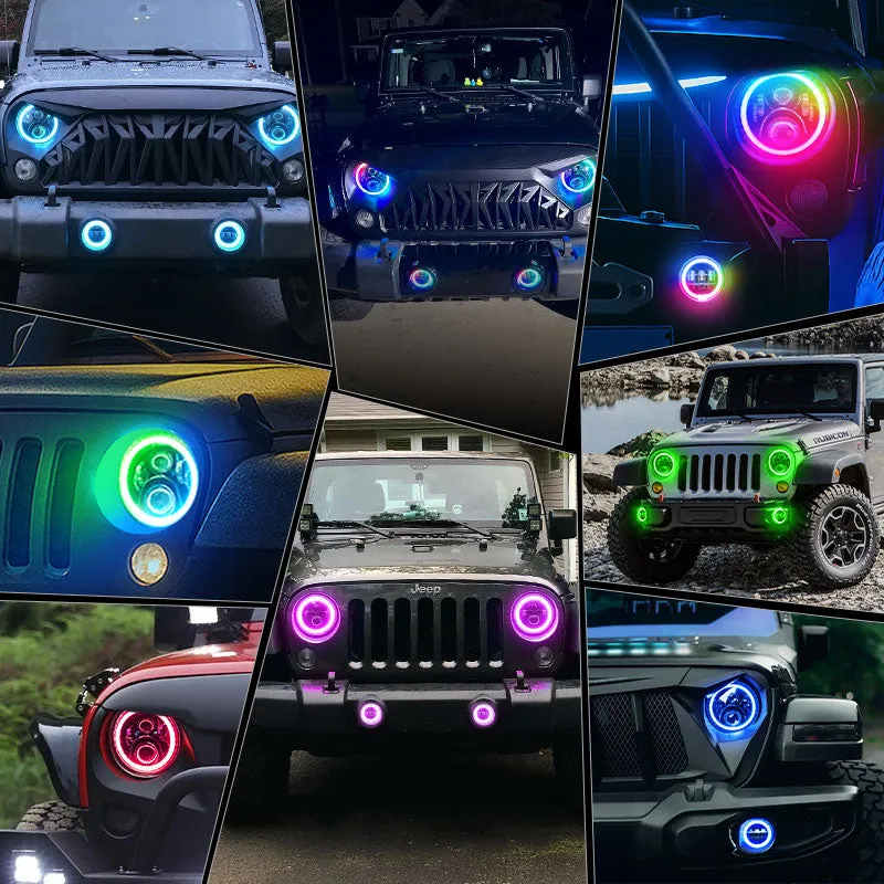 ã€Magic RGB Haloã€‘Jeep Wrangler JK LED Headlights & Fog Lights Kit w/ Amber Turn Signal (2007-2018) product image