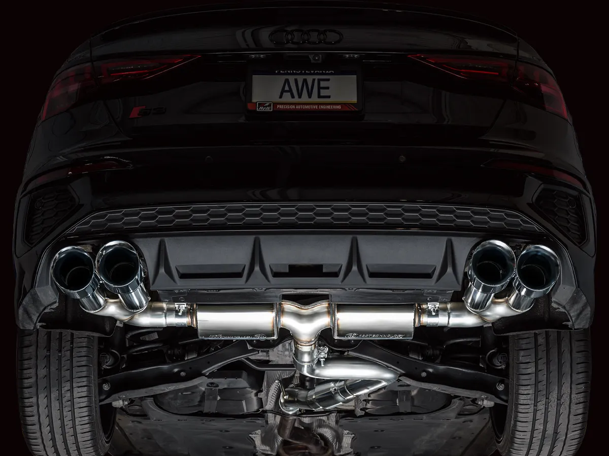 AWE Track Edition Exhaust for Audi 8Y S3 - Chrome Silver Tips product image