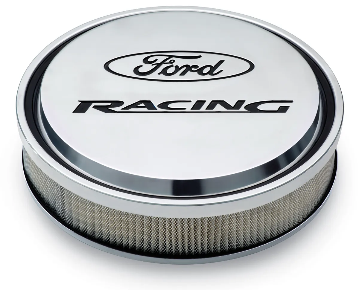 Slant-Edge Alunimum Air Cleaner Kit Polished Recessed Painted Emblems 13 Inch Ford Racing product image