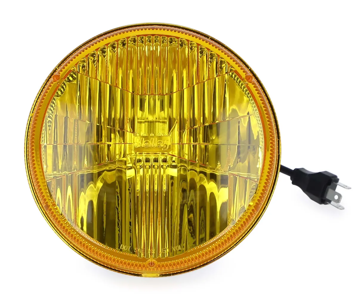 Holley Retrobright LED Headlight 7in Round Yellow Lens
