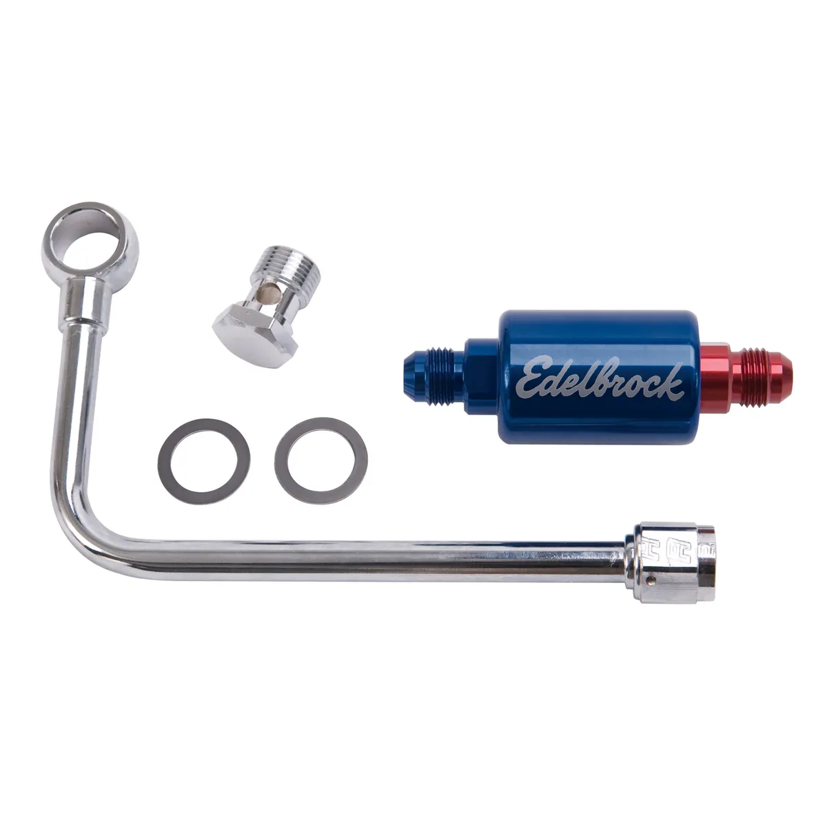Edelbrock 8134 Chromed Steel Fuel Line & Filter Kit Fo Eps Carbs. product image