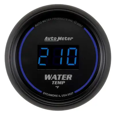 AutoMeter Gauge, Water Temp, 2 1/16", 340?F, Digital, Black Dial w/ Blue LED