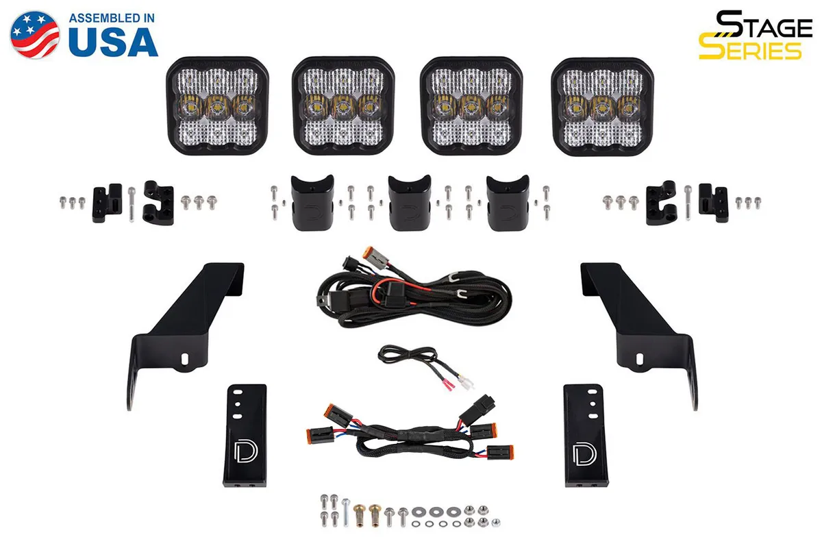 Diode Dynamics - Jeep JL SS5 4-Pod CrossLink Grille Lightbar Kit, Sport White Combo product image