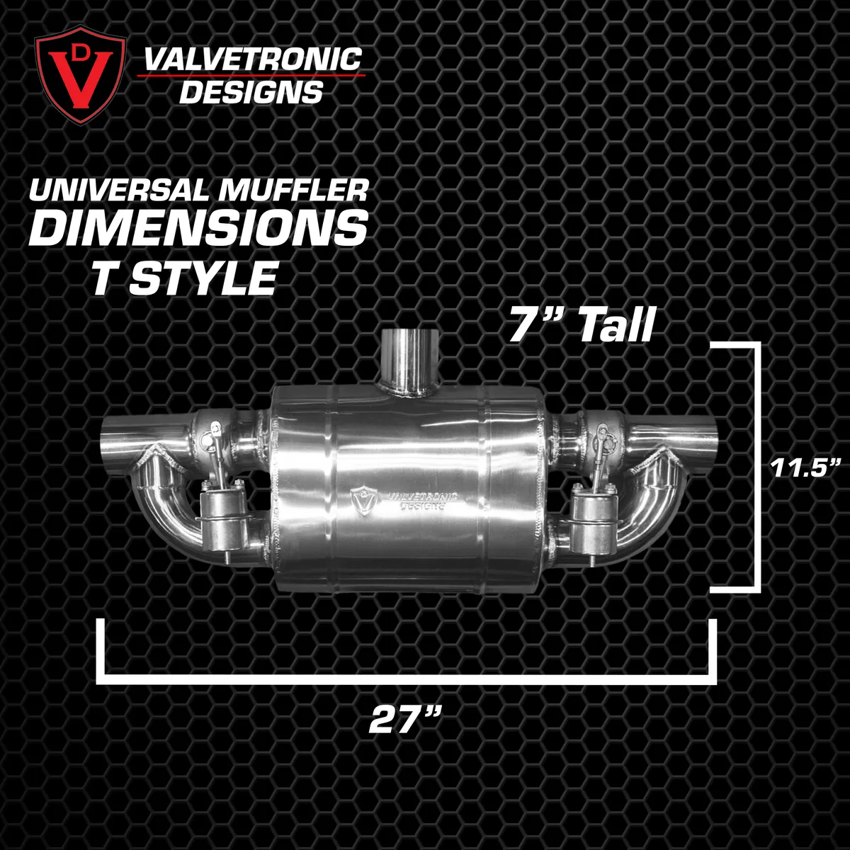 Universal Muffler Kit, Single Inlet Dual Outlet, 63MM 2.5 Inch 2 Mufflers Valvetronic Designs product image
