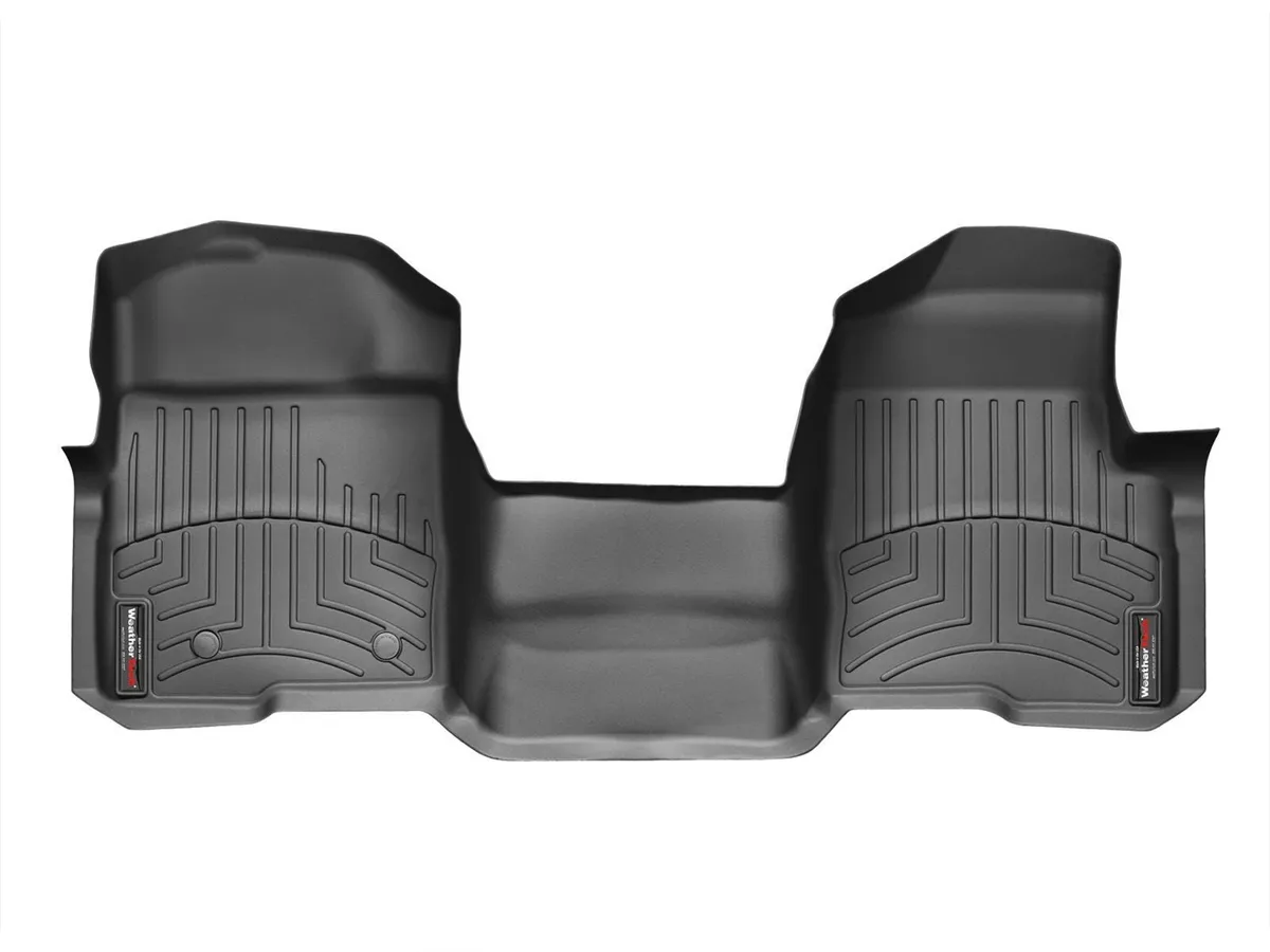 2011 + Ford F150 Black Front FloorLiner Over the hump Fits vehicles with two retention posts on the driver's side floor does not fit vehicles with flow through consoles or floor-mounted shifters product image