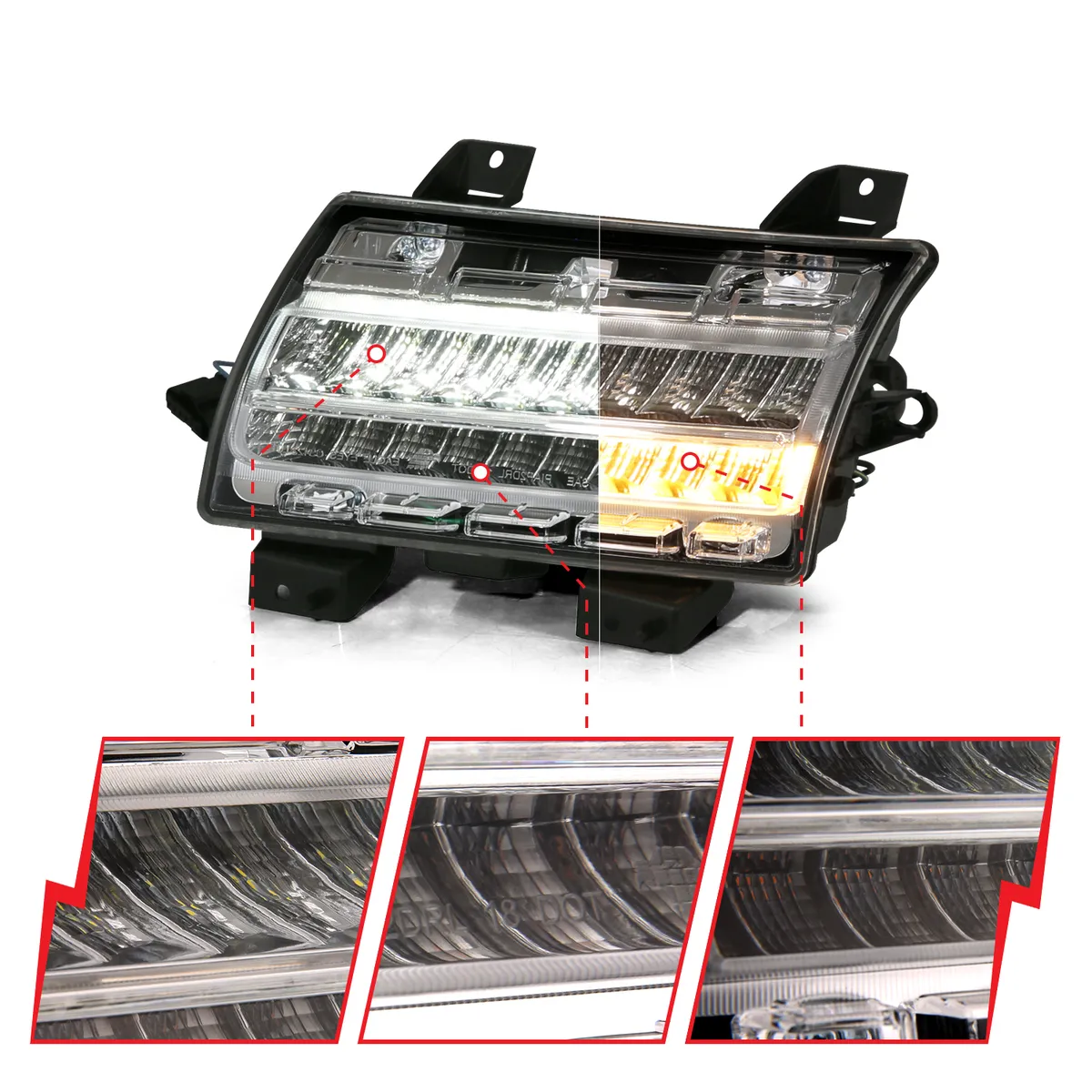 Jeep Wrangler 18-25 / Gladiator 20-25 LED Fender Lights Chrome Clear Lens w/ Sequential Signal (For Models w/ Factory Halogen Fender Lights) product image