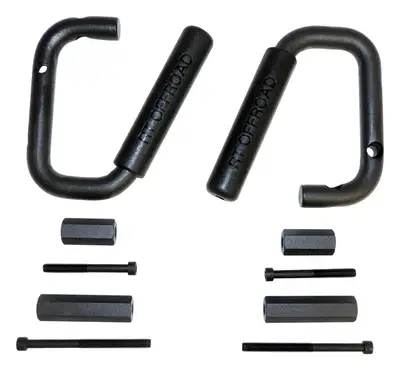 Crown Automotive Jeep Replacement Black Powder Coated Steel Front Grab Handle Set For 20072018 Jeep JK Wrangler