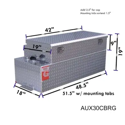 Aluminum Tank Industries Inc DOT Approved(Gas) 30 Gallon Aluminum Rectangle Auxilary Tank/Toolbox Combo