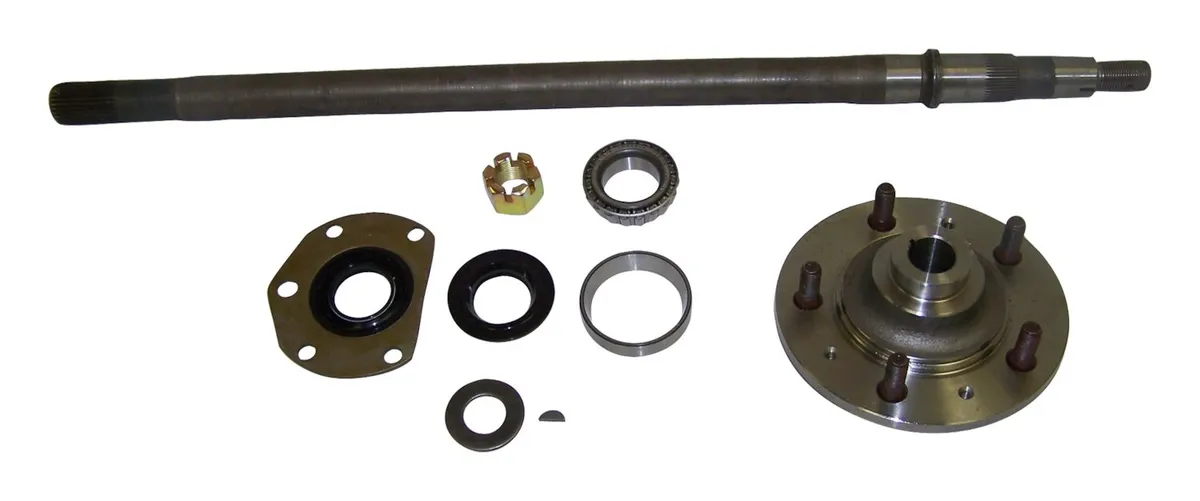 1982-1986 CJ-7 CJ Right (Passenger Side); Includes Axle Shaft (31-1/2in long) Hub Bearing Seals Nut Washers Key & Instruction Sheet 1982-1986 CJ-8 CJ Right (Passenger Side); Includes Axle Shaft (31-1/2in long) Hub Bearing Seals Nut Washers K product image