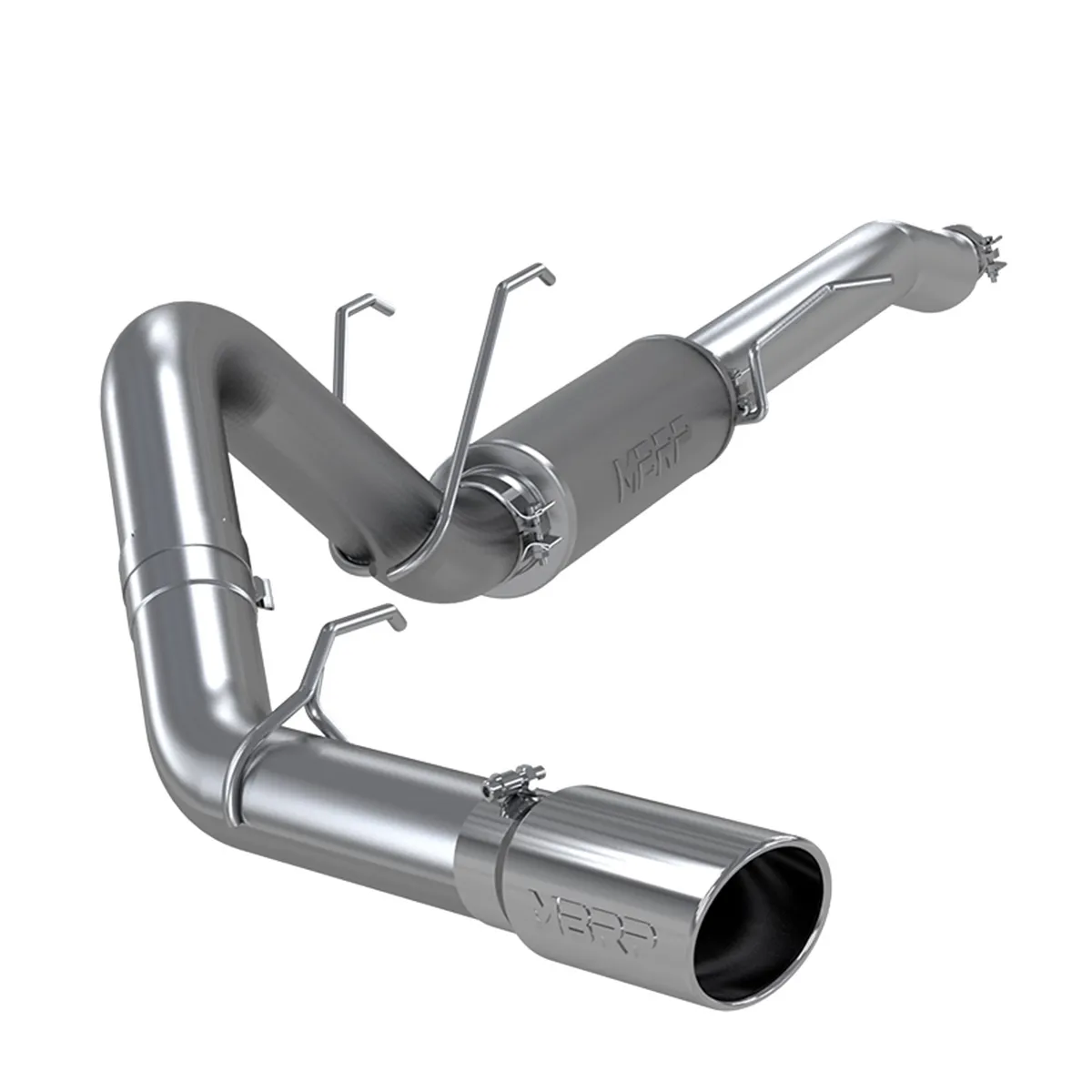 Armor Pro Cat Back Exhaust System; 4 in.; Incl. Front Pipe/Ext. Pipe/Muffler/Tailpipe/Hardware/5 in. OD Tip; Single Side Exit; T304 Stainless Steel; product image