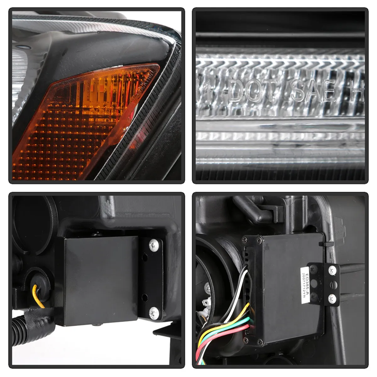 ( Spyder Signature ) Jeep Grand Cherokee 11-13 Xenon/HID Model Only ( Not Compatible With Halogen Model ) Light Bar Projector Headlights - Black - Low Beam-D1S(Not Included) ; High Beam-H1(Included) ; Signal-LED product image