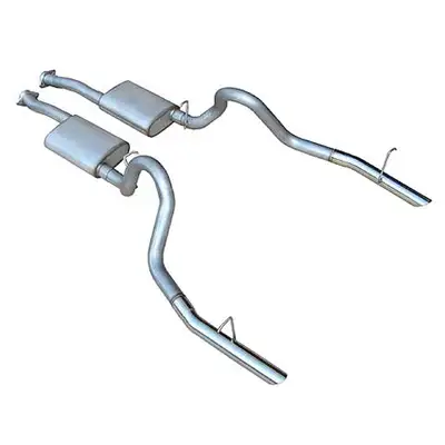 Pypes Performance exhaust Cat Back Exhaust System 79-93 Mustang LX/ 94 -97 Split Rear Dual Exit 2.5 in Intermediate And Tail Pipe Hardware/Violator Mufflers Incl Tip Not Incl Natural Finish 409 Stainless Steel Pypes Exhaust