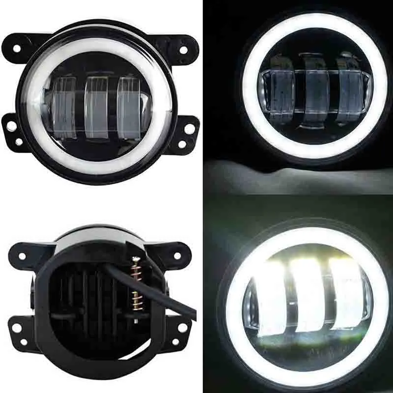 4 inch 30W Cree LED Fog Light & Halo Angel Eyes for 07-18 Jeep Wrangler JK product image