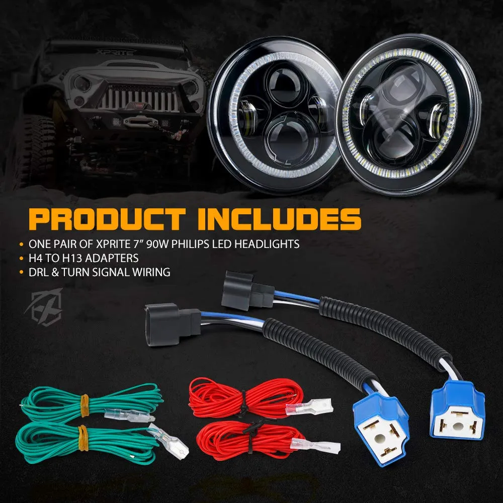 LED Halo Headlights for 2007-2018 Jeep Wrangler JK product image