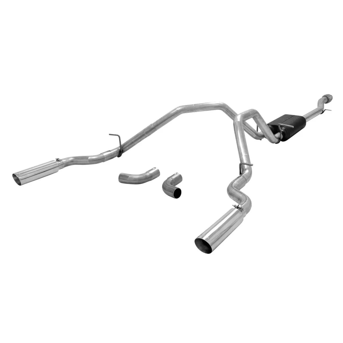 2014 GM Silverado/Sierra 1500 1/2 Ton 5.3L V8 All Crew Cab 2/4 Wheel Drive Super 50 Series Muffler 16 G. Mandrel Bent Tubing 3.50" Logo Embossed Stainless Tips Force II DOR/S 409S Stainless Steel. product image