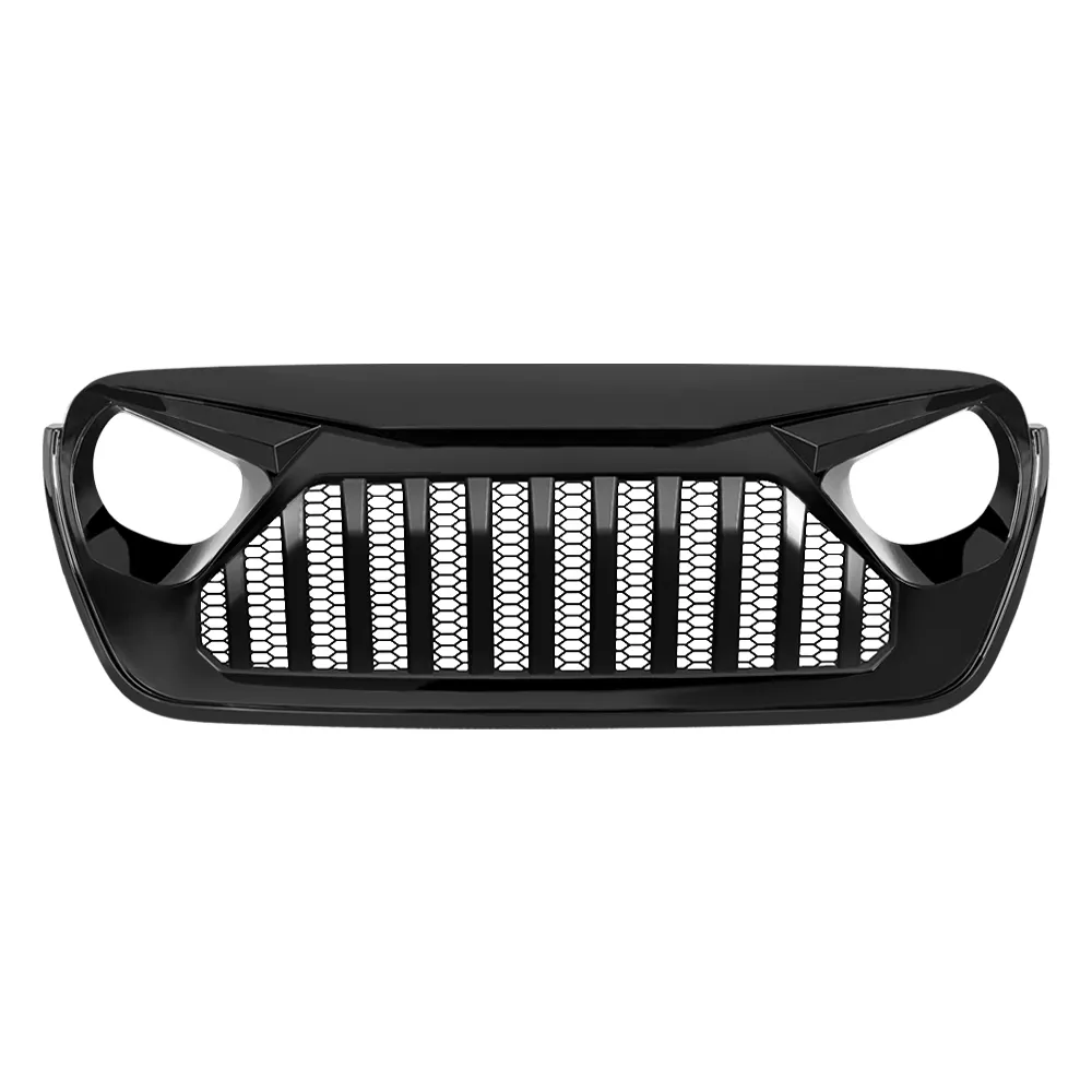 Vader Grille W/ Mesh - Glossy Black For 18+ Jeep Wrangler JL & Gladiator JT W/O Trailcam product image