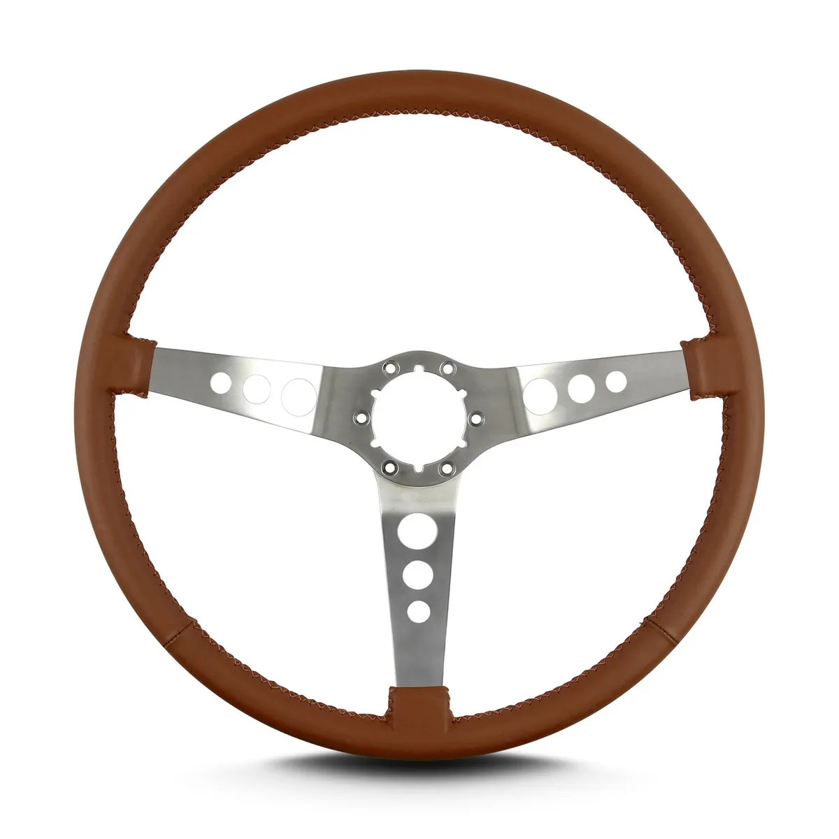 Lokar Lecarra Hot Rod Steering Wheel; Caramel; Brushed Spokes; 15 in. Thin Grip;