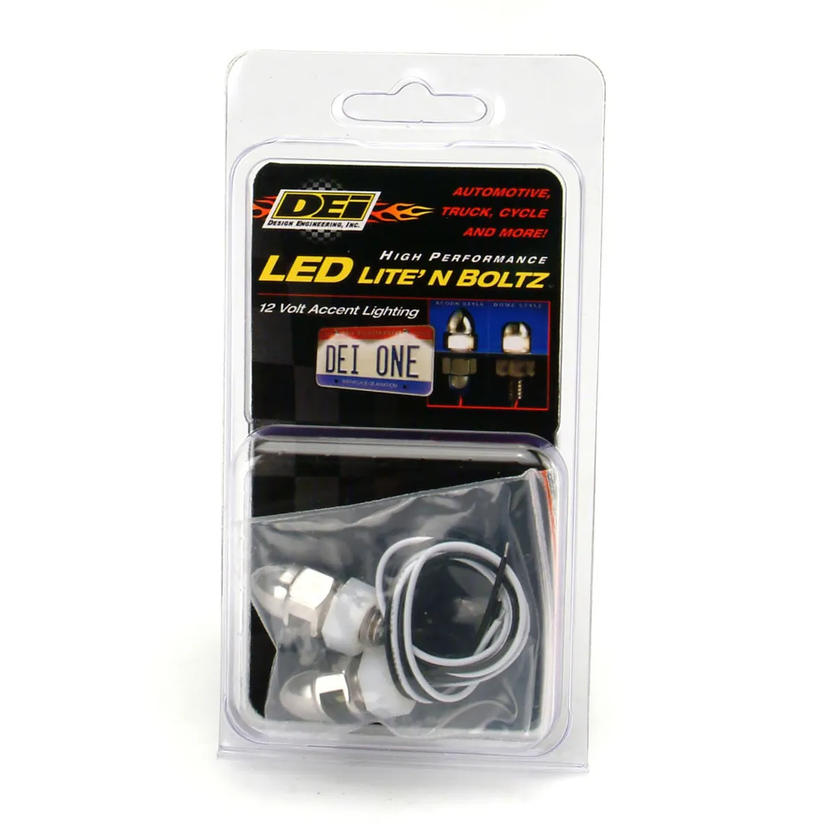 DEI 30311 Lite'N Boltz LED License Plate Lighting Kit Acorn Polished 2-Pack 030311 product image