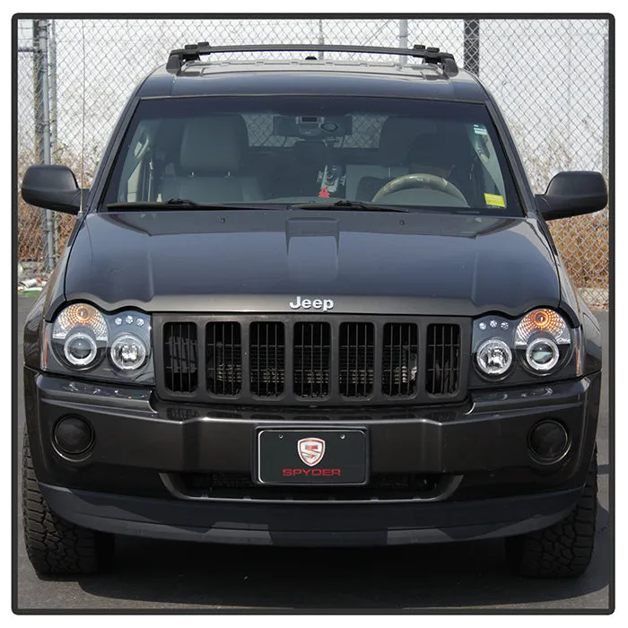 ( Spyder Signature ) Jeep Grand Cherokee 05-07 Projector Headlights - LED Halo - LED ( Replaceable LEDs ) - Black - High H1 (Included) - Low 9006 (Not Included) product image