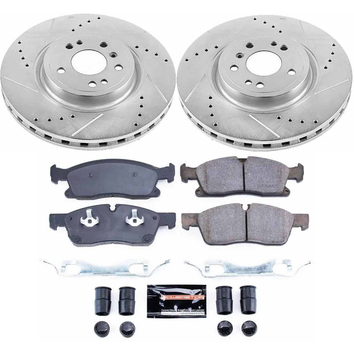Z23 Evolution Sport Upgrade Kit: Drilled/Slotted Rotors; Carbon-Fiber Ceramic Pads W/Hardware; Pad Sensors product image