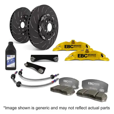 EBC Brakes EBC Big Brake Kit; Incl. Front Kit/Rear Pads/Lines; Front Yellow Calipers BC4103; Swept Grooved; 355 mm Disc; 2 pc. Disc; 32/30 mm. Disc Thickness; Fits Hyundai i-30 N 2.0 17-21;