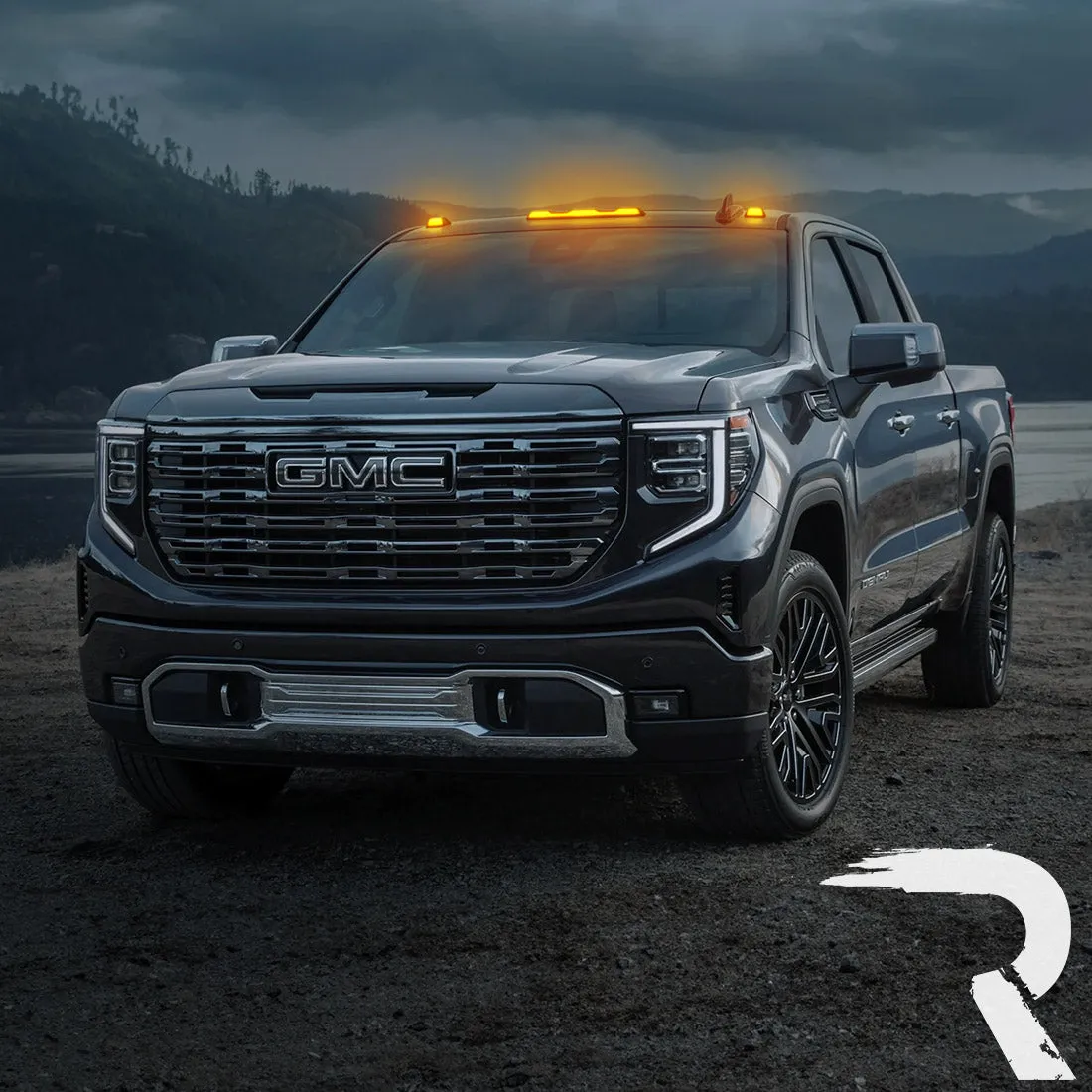 Gmc Chevy 20-23 4th Gen Body Style Heavy-Duty 3-Piece Set Amber Cab Roof Light Lens With 2-Way Forward Rear Facing Amber Ultra High-Power Leds - Includes Complete Wiring Kit For Installation on Truck That Did Not Come With OEM Installed Cab Roof product image