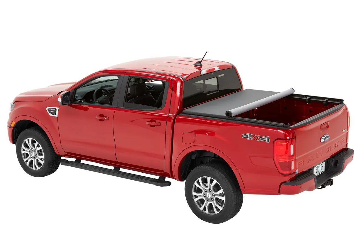 EZ-Roll Soft Tonneau Cover For Ford 2019-2024 Ranger 5.0 Foot Black Tailgate Spoiler Not Included Bestop product image