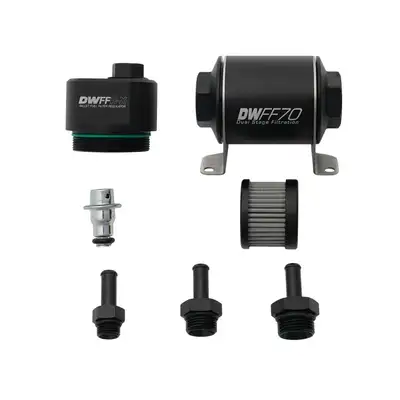 DeatschWerks 70mm Billet Fuel Filter Regulator 10 Micron with 3/8in Fittings
