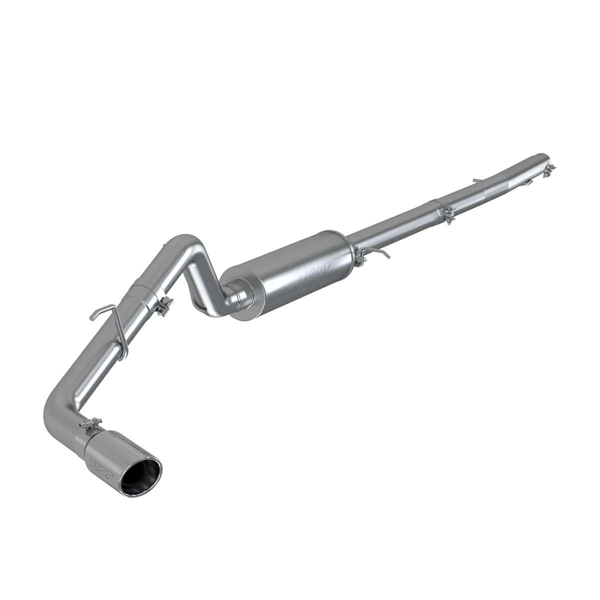 Armor Pro Cat Back Exhaust System; 3 in.; Incl. Front Pipe/Muffler/Tailpipes/Hardware/4 in. OD Tips; Single Side Exit; T304 Stainless Steel; product image