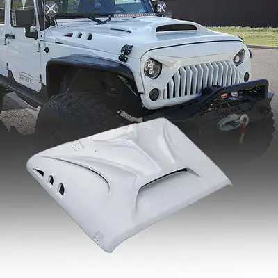 LED Factory Mart Jeep White Color Fiber Glass Hood for Wrangler JK JKU