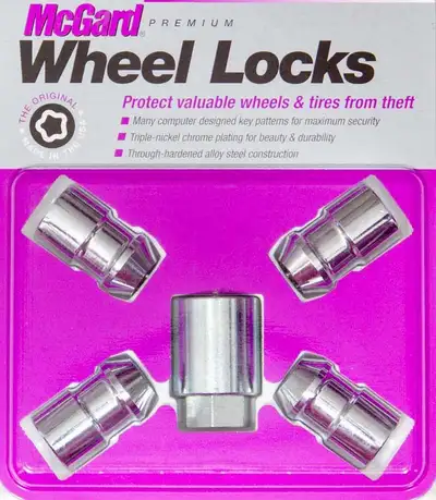 McGard Wheel Lock Set M12x1.5 Nut Cone Seat Dual 19mm & 21mm Hex 1.28 in Oal Chrome